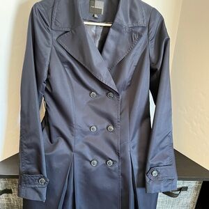The Limited Dark Blue Double-Breasted Trench Coat